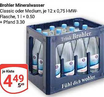Brohler Mineralwasser Classic oder Medium, je 12 x 0,75 l-MW-Flasche