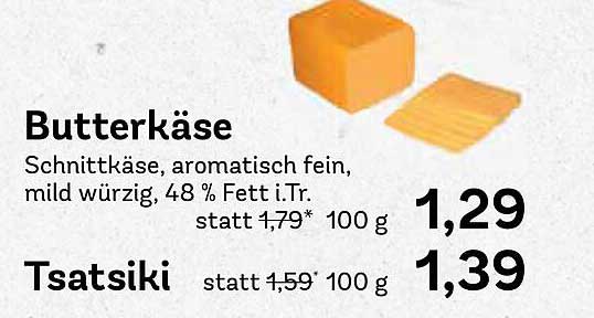Butterkäse - Schnittkäse, aromatisch fein, mild würzig, 48 % Fett i.Tr.