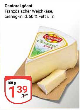 Cantorel géant - Französischer Weichkäse, cremig-mild, 60 % Fett i. Tr.