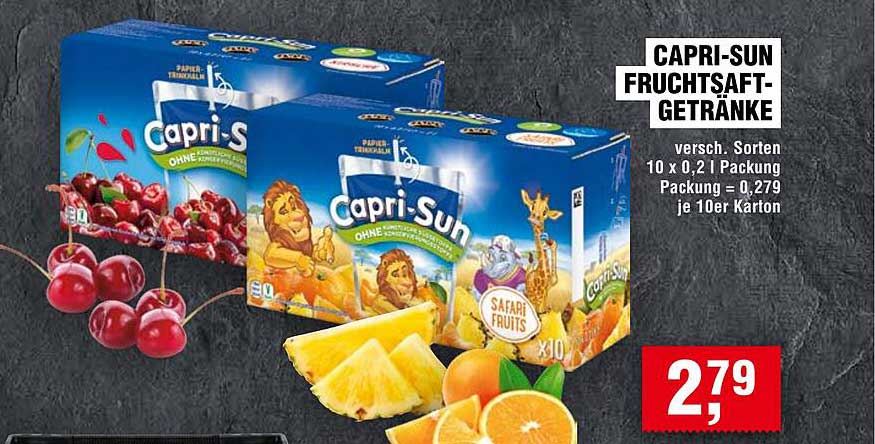 CAPRI-SUN FRUCHTSAFTGETRÄNKE – Verschiedene Sorten im 10er Karton