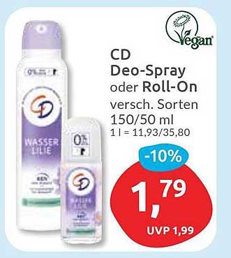 CD Deo-Spray oder Roll-On - verschiedene Sorten 150/50 ml