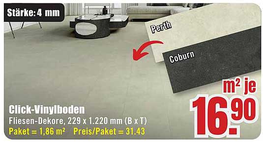 Click-Vinylboden Fliesen-Dekore 229 x 1.220 mm