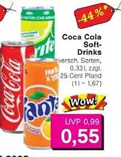 Coca Cola Soft-Drinks - verschiedene Sorten