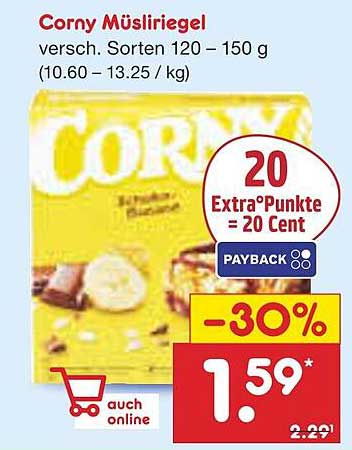 Corny Müsliriegel versch. Sorten 120 - 150 g