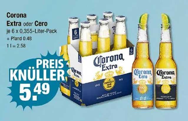 Corona Extra oder Cero – je 6 x 0,355-Liter-Pack