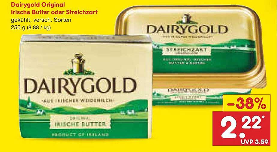 Dairy Gold Original Irische Butter oder Streichzart, 250 g