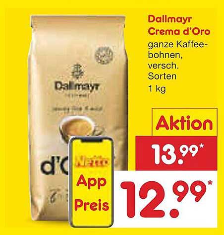 Dallmayr Crema d'Oro ganze Kaffeebohnen, 1 kg