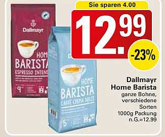 Dallmayr Home Barista, ganze Bohne, verschiedene Sorten