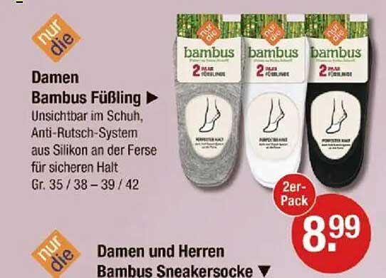 Damen Bambus Füßlinge – Unsichtbar, Komfortabel und Rutschfest