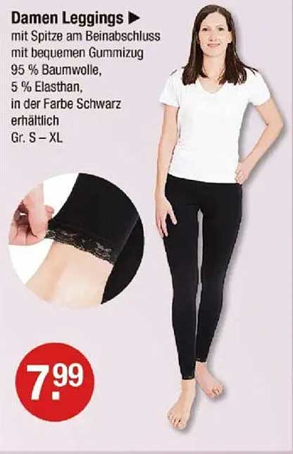 Damen Leggings mit Spitze am Beinschluss