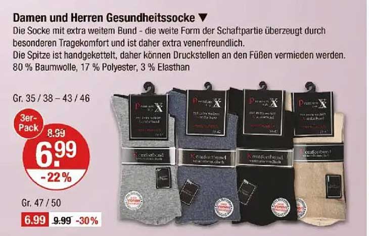 Damen und Herren Gesundheitssocken - 3er-Pack