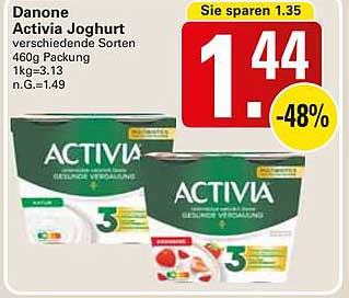 Danone Activia Joghurt verschiedene Sorten 460g Packung