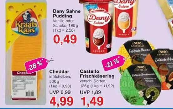 Dany Sahne Pudding Vanille oder Schoko, 190 g