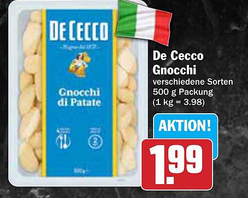 De Cecco Gnocchi verschiedene Sorten 500 g Packung