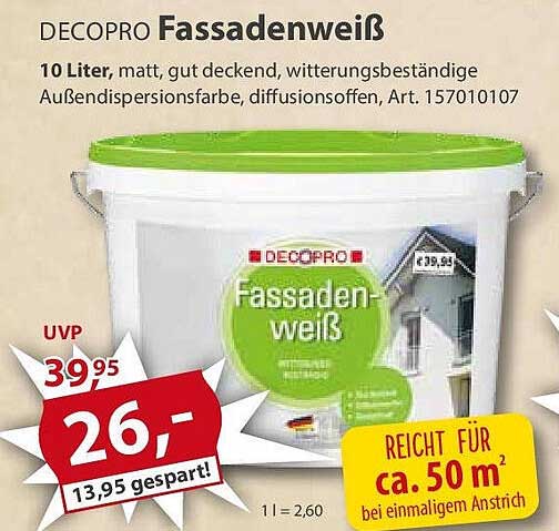 DECOPRO Fassadenweiß 10 Liter