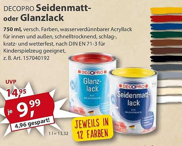 DECOPRO Seidenmatt- oder Glanzlack 750 ml