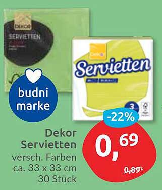 Dekor Servietten - Verschiedene Farben, 30 Stück