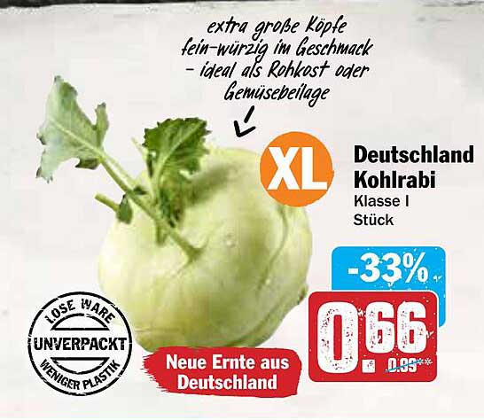 Deutschlands frische Kohlsorten – Kohlrabi Stück Klasse I XL