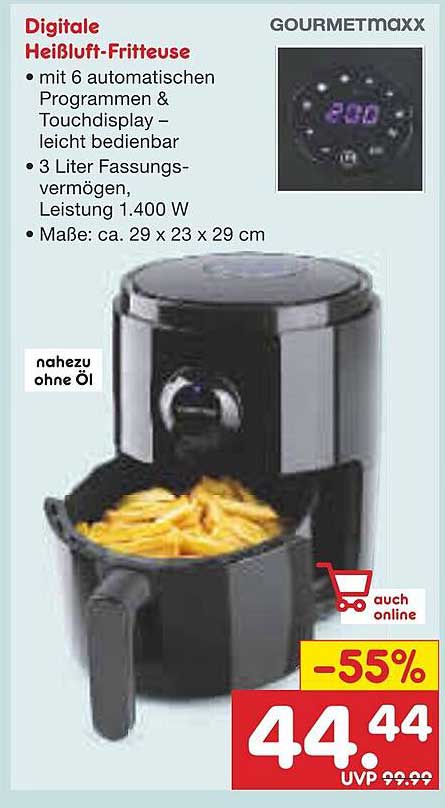 Digitale Heißluft-Fritteuse von GOURMETMAXX – jetzt im Angebot!