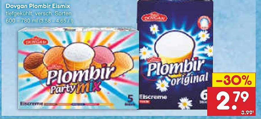 Dovgan Plombir Eismix tiefgekühlt, verschied. Sorten 600 - 780 ml (3.58 - 4.65 €/l)
