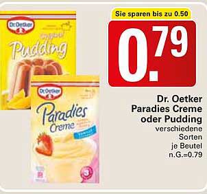 Dr. Oetker Paradies Creme oder Pudding verschiedene Sorten je Beutel