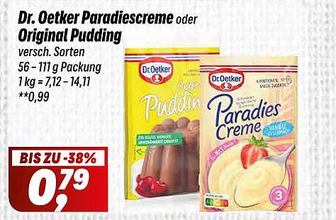 Dr. Oetker Paradiescreme oder Original Pudding - verschiedene Sorten