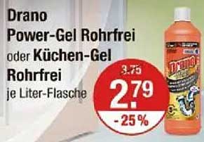 Drano Power-Gel Rohrfrei oder Küchen-Gel Rohrfrei je Liter-Flasche