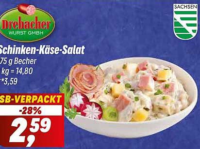 Drebacher Schinken-Käse-Salat 375 g Becher