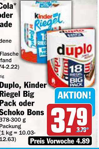 Duplo, Kinder Riegel Big Pack oder Schoko Bons - Aktion!