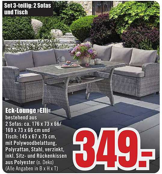 Eck-Lounge »Elli« Set 3-teilig: 2 Sofas und Tisch