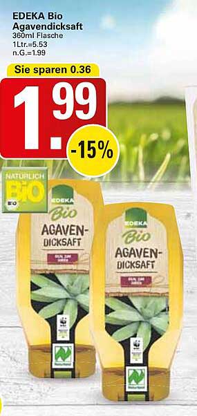 EDEKA Bio Agavendicksaft 360ml - Jetzt nur 1,99 €!