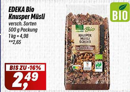 EDEKA Bio Knusper Müsli - verschiedene Sorten 500g