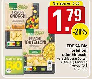EDEKA Bio Tortelloni oder Gnocchi 250/400g