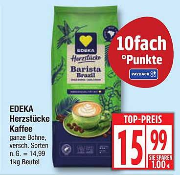 EDEKA Herzstücke Kaffee ganze Bohne, Barista Brazil, 1kg