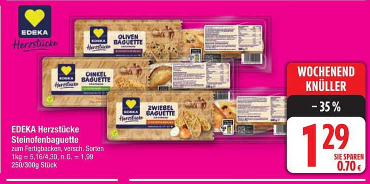 EDEKA Herzstücke Steinofenbaguette, verschiedene Sorten