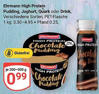 Ehrmann High Protein Pudding, Joghurt, Quark oder Drink, verschiedene Sorten