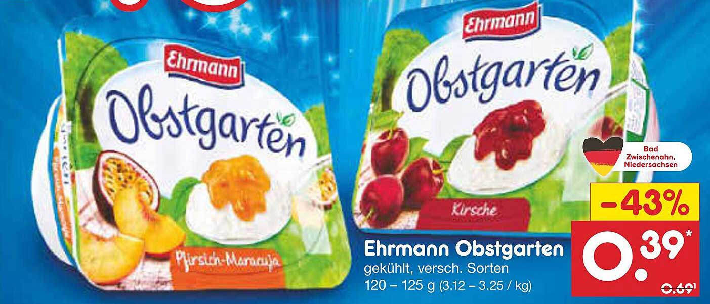 Ehrmann Obstgarten 120 – 125 g, verschiedene Sorten