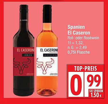 El Caseron Rot- oder Roséwein 0,75L