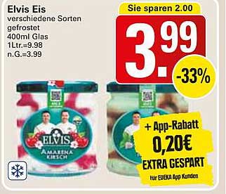 Elvis Eis verschiedene Sorten gefrostet 400ml Glas