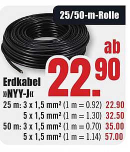Erdkabel »NYY-J« – 25/50-m-Rolle