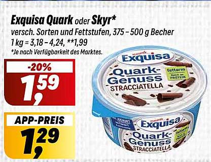Exquisa Quark oder Skyr, verschiedene Sorten, 375 - 500 g Becher