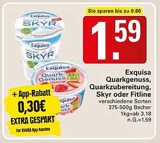 Exquisa Quarkgenuss, Quarkzubereitung, Skyr oder Fitline - verschiedene Sorten 375-500g Becher