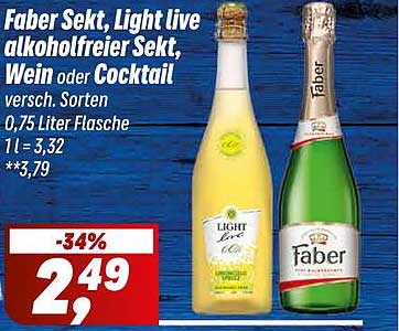 Faber Sekt, Light live alkoholfreier Sekt, Wein oder Cocktail