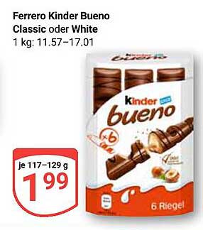 Ferrero Kinder Bueno Classic oder White 6 Riegel