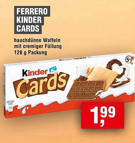 FERRERO KINDER CARDS - hauchdünne Waffeln mit cremiger Füllung 128 g Packung