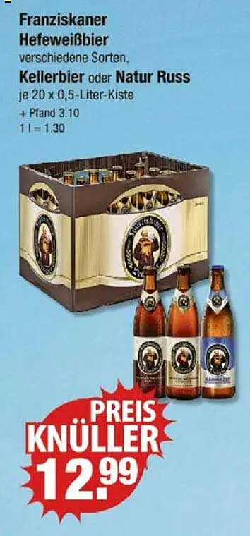 Franziskaner Hefeweißbier - 20 x 0,5-Liter-Kiste