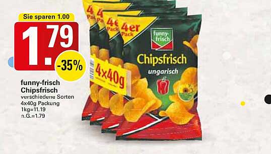 funny-frisch Chipsfrisch ungarisch 4x40g Packung