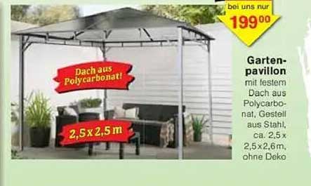 Gartenpavillon mit festem Dach aus Polycarbonat