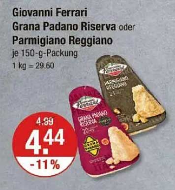 Giovanni Ferrari Grana Padano Riserva oder Parmigiano Reggiano 150-g-Packung