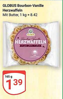 GLOBUS Bourbon-Vanille Herzwaffeln